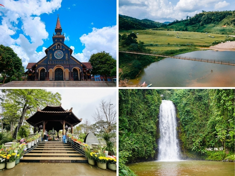 nhà thờ gỗ măng đen thác pasy
