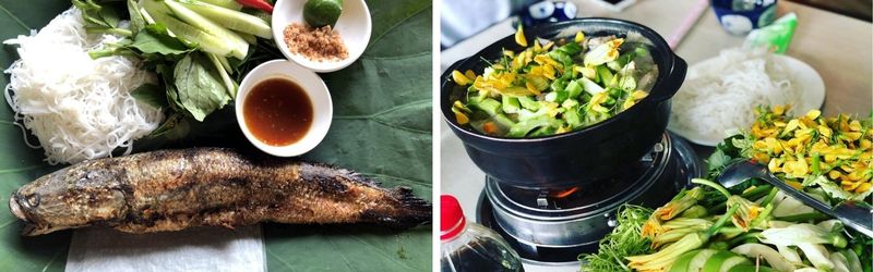 thưởng thức ẩm thực rừng tràm trà sư